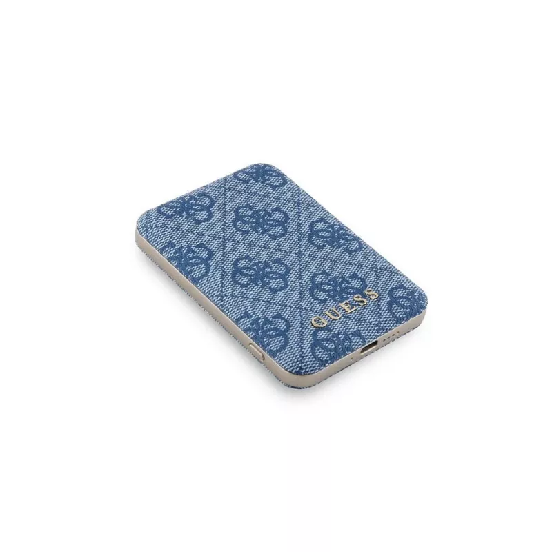 Guess Wireless Power Bank 5000mAh Blau 4G Leder Metal Logo MagSafe 15W