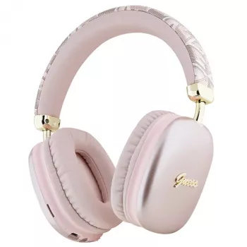 Guess Gcube Metallic Script Logo On-Ear Bluetooth Kopfhörer Pink