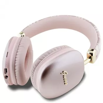 Guess Gcube Metallic Script Logo On-Ear Bluetooth Kopfhörer Pink