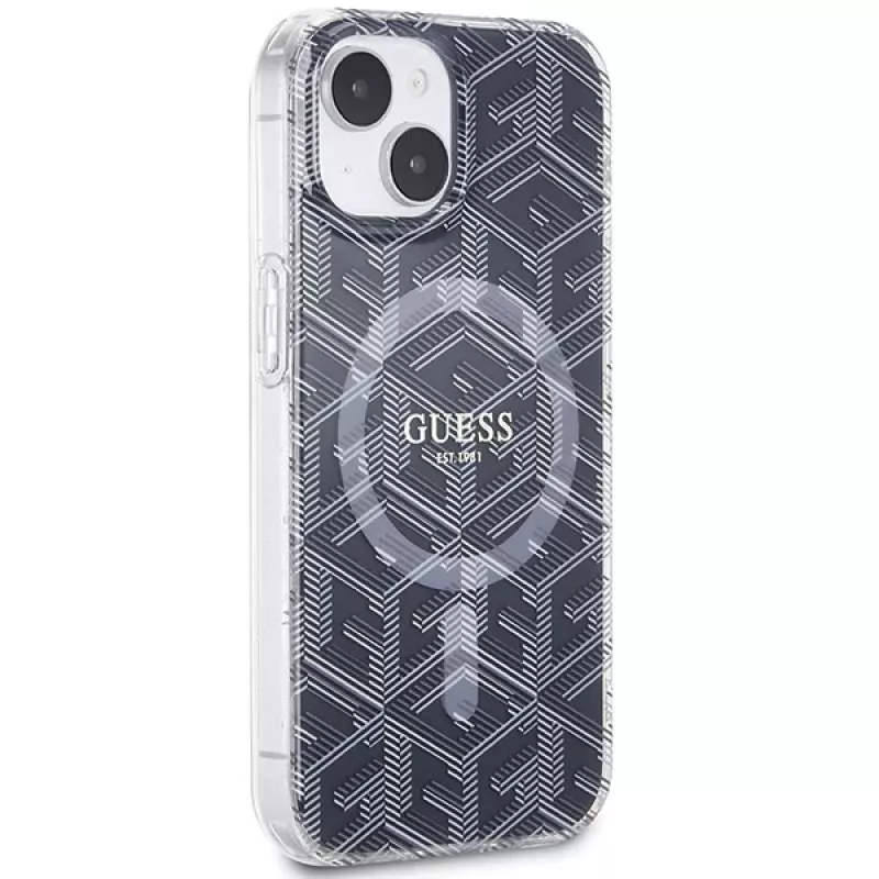 Guess GUHMP15MHGCUSTGK GCube MagSafe Hard Case für iPhone 15 Plus / 14 Plus 6,7 inch Schwarz