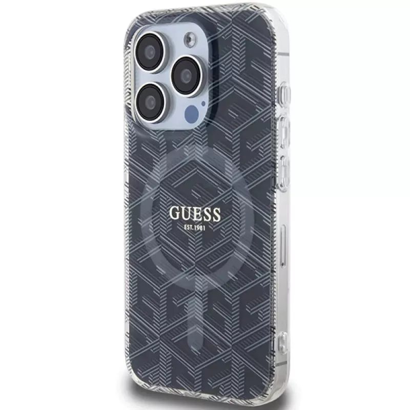 Guess GUHMP15LHGCUSTGK iPhone 15 Pro 6,1 inch Black Hardcase IML GCube MagSafe