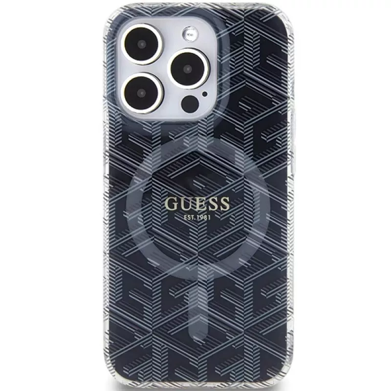 Guess GUHMP15XHGCUSTGK iPhone 15 Pro Max 6.7 Hardcase IML GCube MagSafe Black