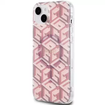 Guess GUHMP15SHGCUSTGP GCube Hardcase für iPhone 15/14/13 6,1 inch Pink IML MagSafe