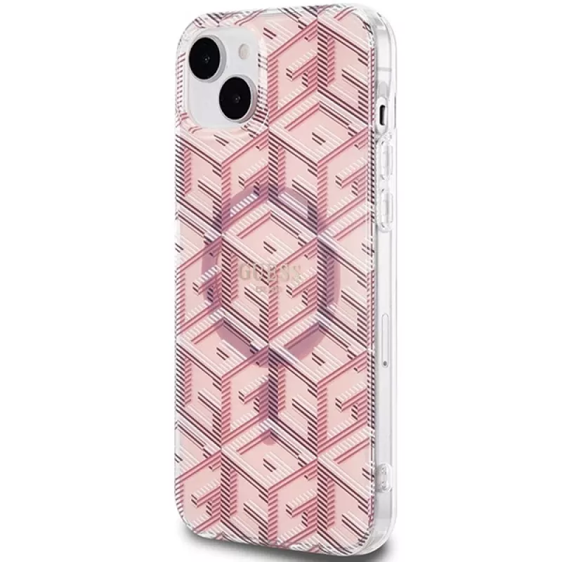 Guess GUHMP15MHGCUSTGP iPhone 15 Plus / 14 Plus 6,7 inch Pink Hardcase IML GCube MagSafe