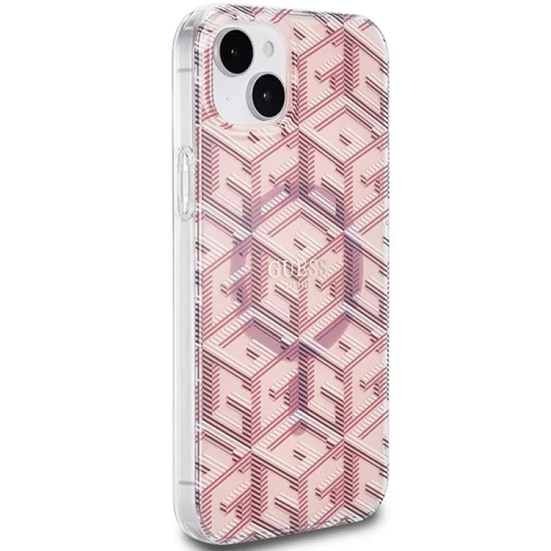 Guess GUHMP15MHGCUSTGP iPhone 15 Plus / 14 Plus 6,7 inch Pink Hardcase IML GCube MagSafe