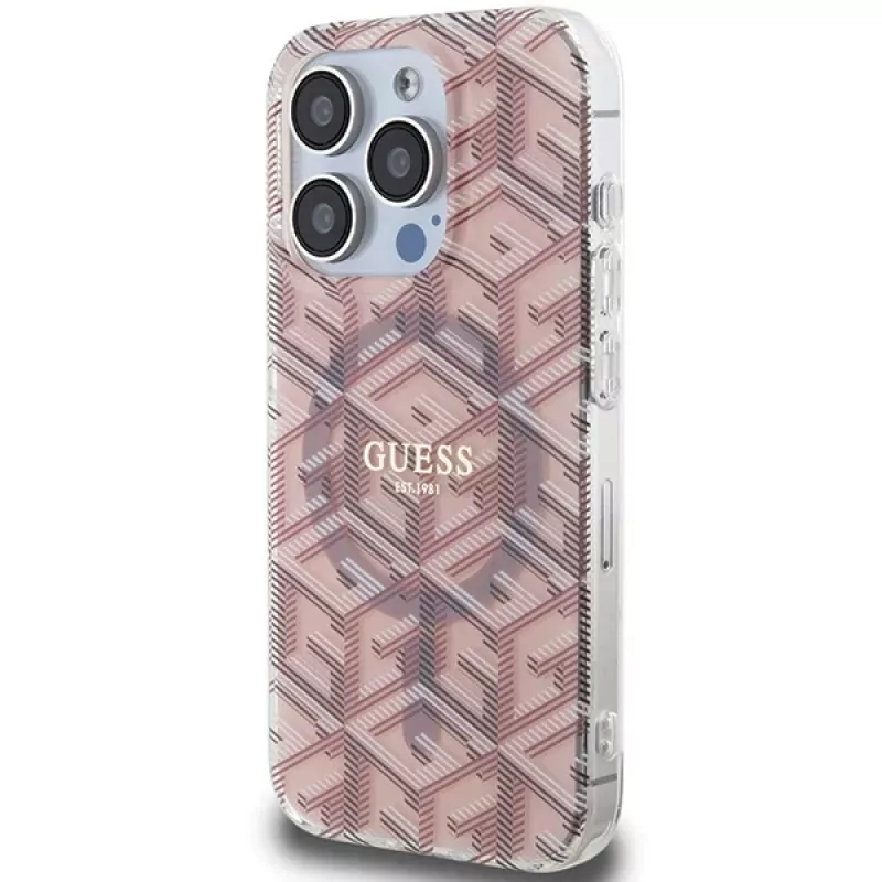Guess GUHMP15XHGCUSTGP iPhone 15 Pro Max 6,7 inch Pink Hardcase IML GCube MagSafe