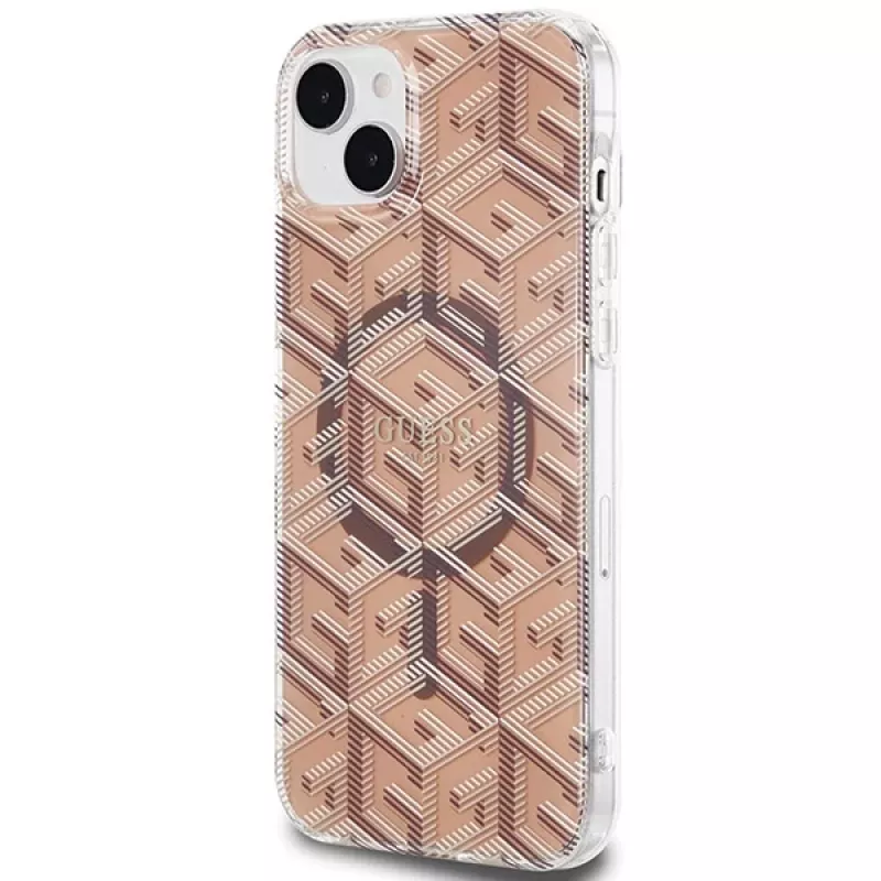 Guess GUHMP15SHGCUSTGW iPhone 15 / 14 / 13 6,1 inch Brown Hardcase IML GCube MagSafe