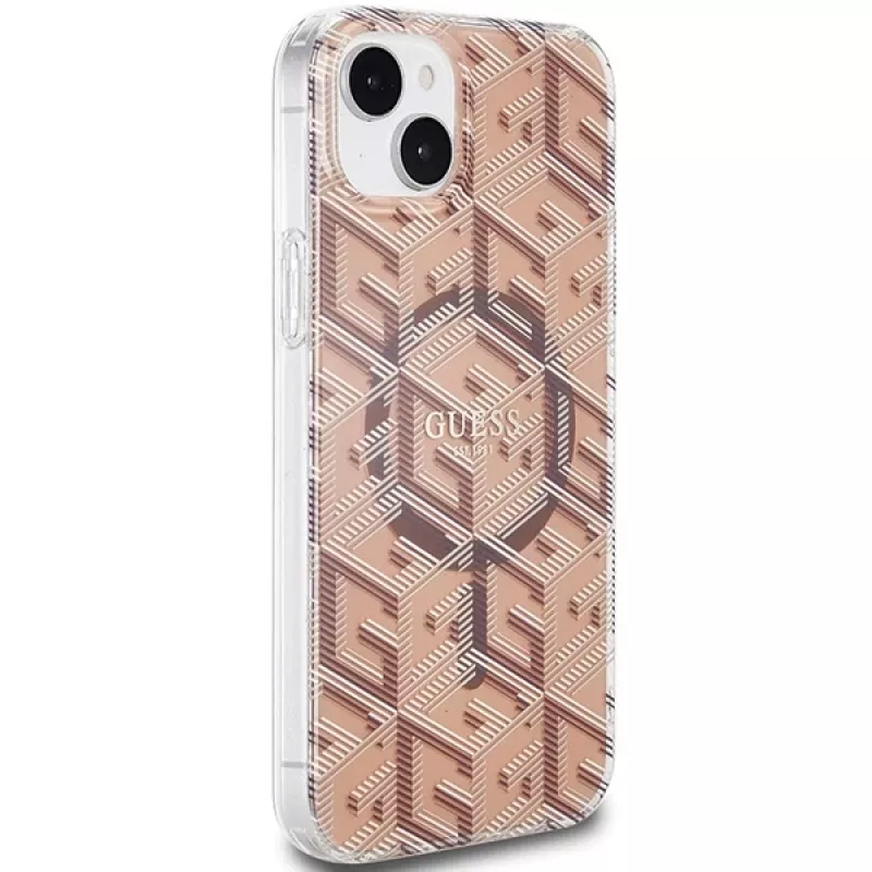 Guess GUHMP15SHGCUSTGW iPhone 15 / 14 / 13 6,1 inch Brown Hardcase IML GCube MagSafe