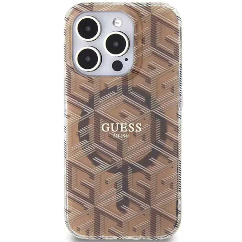 Guess G-Cube Hardcase für iPhone 15 Pro 6,1 inch Braun IML MagSafe