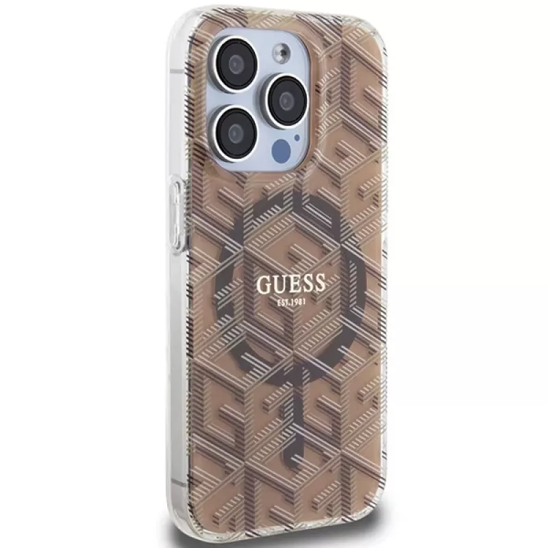 Guess G-Cube Hardcase für iPhone 15 Pro 6,1 inch Braun IML MagSafe