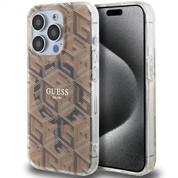 Guess GUHMP15XHGCUSTGW iPhone 15 Pro Max 6,7 inch Hardcase IML GCube MagSafe Braun