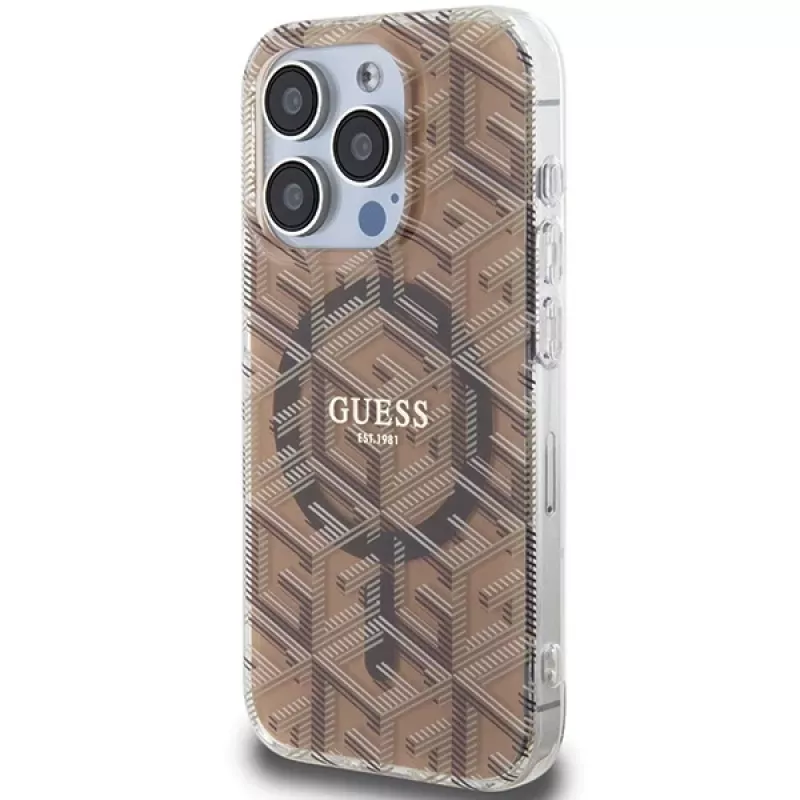 Guess GUHMP15XHGCUSTGW iPhone 15 Pro Max 6,7 inch Hardcase IML GCube MagSafe Braun