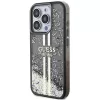 Guess GUHCP15LLFCSEGK iPhone 15 Pro 6.1 Hard Case Liquid Glitter Gold Stripes Black