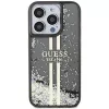 Guess GUHCP15LLFCSEGK iPhone 15 Pro 6.1 Hard Case Liquid Glitter Gold Stripes Black