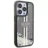 Guess GUHCP15LLFCSEGK iPhone 15 Pro 6.1 Hard Case Liquid Glitter Gold Stripes Black