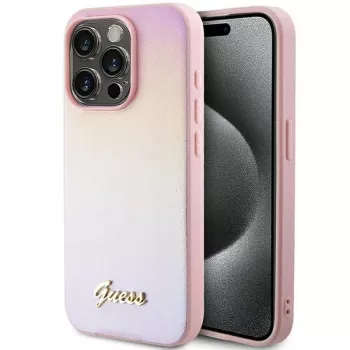 Guess Saffiano Iridescent Script Hardcase für Apple iPhone 14 Pro 6,1 inch - Pink