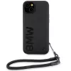 BMW Signature Leather Wordmark Cord Hard Case für iPhone 15 Plus / 14 Plus 6,7 inch - Schwarz