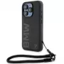 BMW Signature Leather Wordmark Cord Hard Case für iPhone 15 Pro 6.1 Schwarz