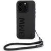 BMW Signature Leather Wordmark Cord Hard Case für iPhone 15 Pro 6.1 Schwarz