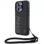 BMW Signature Leather Hard Case für iPhone 15 Pro Max 6,7 inch Schwarz mit Kordel