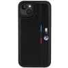 BMW M Collection Hardcase für iPhone 15 Plus / 14 Plus 6,7 inch Schwarz Perforiert Tricolor Line