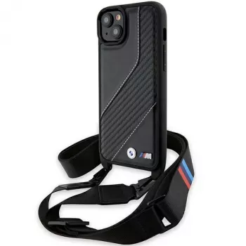 BMW M Edition Carbon Stripe & Strap Hard Case für iPhone 15 Plus / 14 Plus 6,7 inch Schwarz