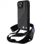 BMW M Edition Carbon Stripe & Strap Hard Case für iPhone 15 Plus / 14 Plus 6,7 inch Schwarz