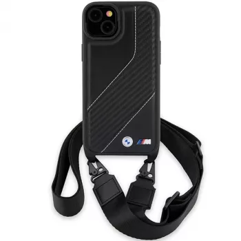 BMW M Edition Carbon Stripe & Strap Hard Case für iPhone 15 Plus / 14 Plus 6,7 inch Schwarz