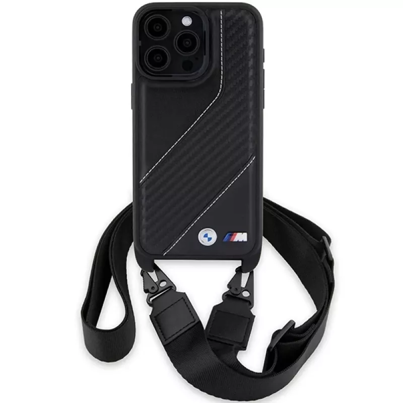 BMW BMHCP15L23PSCCK iPhone 15 Pro 6.1 Black Hardcase M Edition Carbon Stripe & Strap