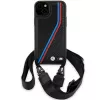 BMW BMHCP15S23PSVTK iPhone 15 / 14 / 13 Black Hardcase M Edition Carbon Tricolor Lines & Strap