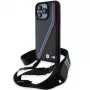 BMW M Edition Carbon Tricolor Lines Hard Case für Apple iPhone 15 Pro 6,1 inch Schwarz mit Trageband