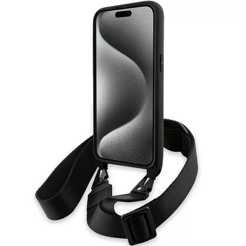 BMW M Edition Carbon Tricolor Lines Hard Case für Apple iPhone 15 Pro 6,1 inch Schwarz mit Trageband