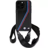 BMW M Edition Carbon Tricolor Lines Hard Case mit Handschlaufe für Apple iPhone 15 Pro Max 6,7 inch Schwarz