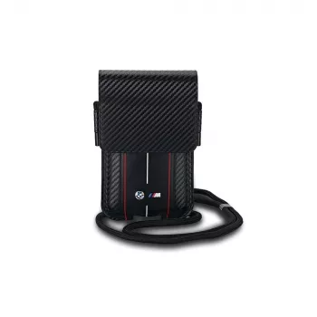 BMW Wallet Bag für iPhone 15 Pro Max - Schwarz Carbon Rot Streifen