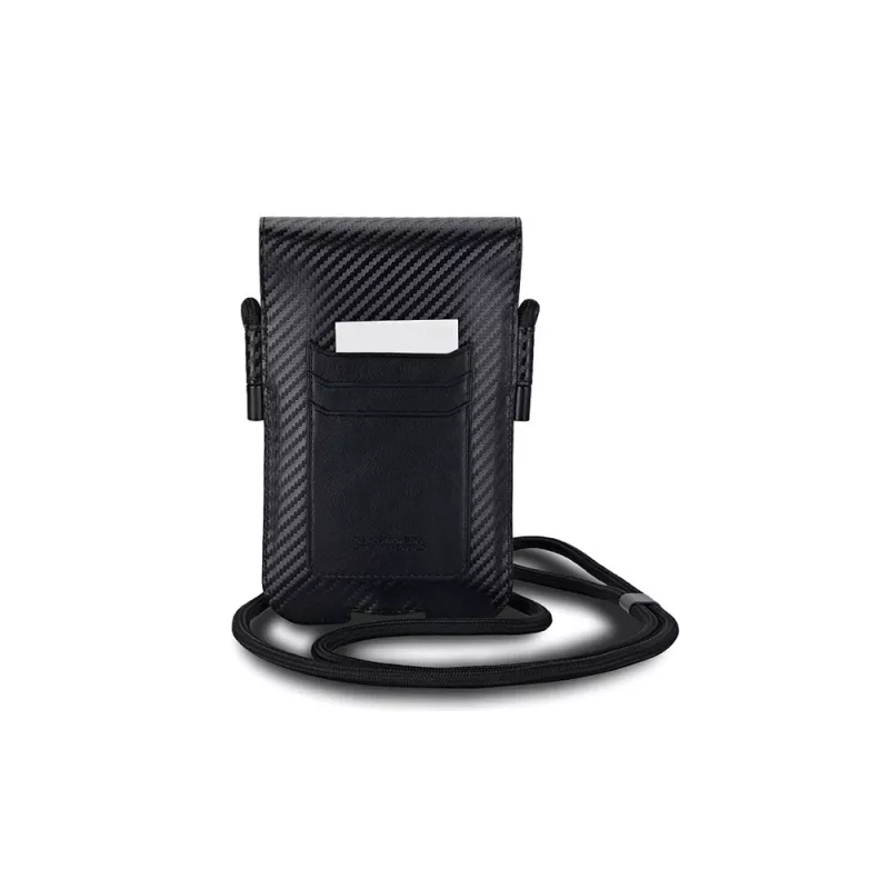 BMW Wallet Bag für iPhone 15 Pro Max - Schwarz Carbon Rot Streifen