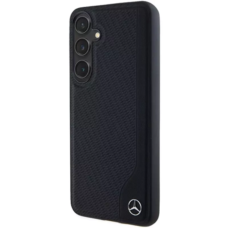 Mercedes-Benz Debossed Line Leder MagSafe Hard Case für Samsung Galaxy S24+ (SM-S926) - Schwarz