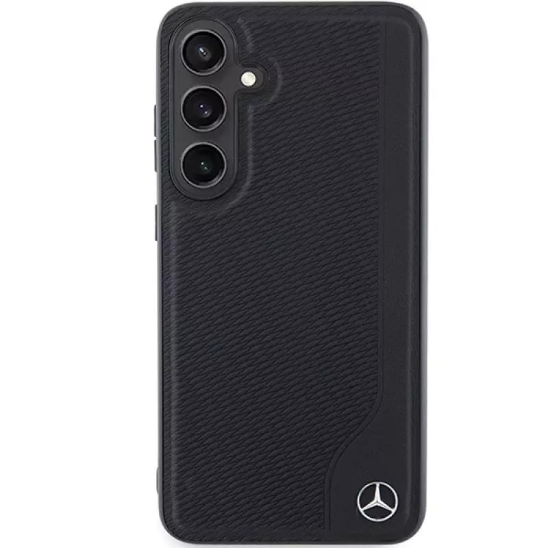 Mercedes-Benz Debossed Line Leder MagSafe Hard Case für Samsung Galaxy S24+ (SM-S926) - Schwarz