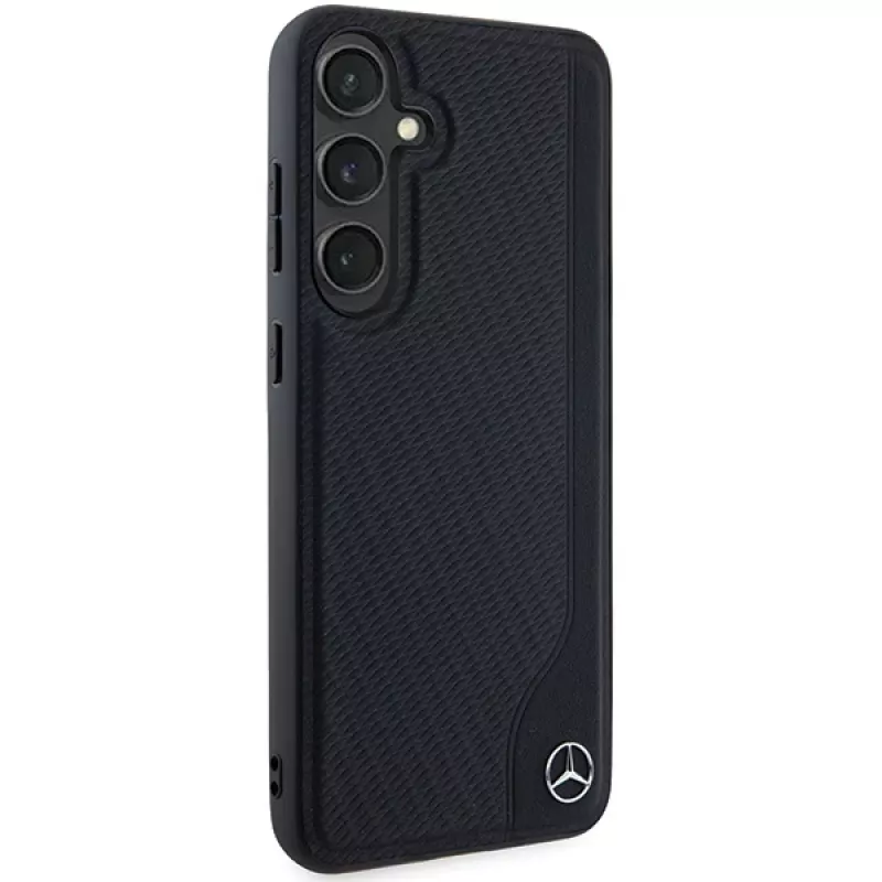 Mercedes-Benz Debossed Line Leder MagSafe Hard Case für Samsung Galaxy S24+ (SM-S926) - Schwarz