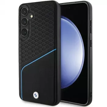 BMW Signature Leather Textured & Line MagSafe Hard Case für Samsung Galaxy S24, Schwarz