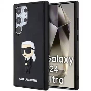 Karl Lagerfeld KLHCS24L3DRKINK Hardcase 3D Rubber Ikonik für Samsung Galaxy S24 Ultra - Schwarz
