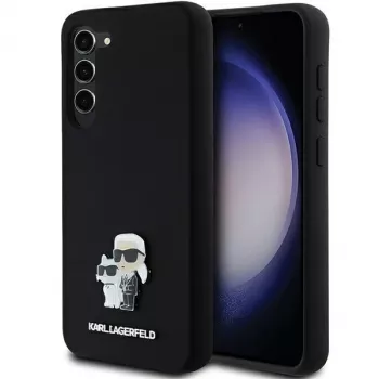 Karl Lagerfeld KLHCS23MSMHKCNPK Hardcase für Samsung Galaxy S23+ S916, Silikon, Schwarz, Karl & Choupette Metall-Pin