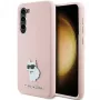 Karl Lagerfeld KLHCS23MSMHCNPP Silicone Case für Samsung Galaxy S23+ mit Choupette Metallpin - Pink