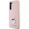 Karl Lagerfeld KLHCS23MSMHCNPP Silicone Case für Samsung Galaxy S23+ mit Choupette Metallpin - Pink