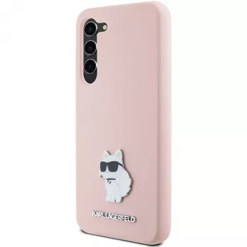 Karl Lagerfeld KLHCS23MSMHCNPP Silicone Case für Samsung Galaxy S23+ mit Choupette Metallpin - Pink