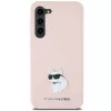Karl Lagerfeld KLHCS23MSMHCNPP Silicone Case für Samsung Galaxy S23+ mit Choupette Metallpin - Pink