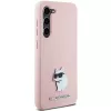 Karl Lagerfeld KLHCS23MSMHCNPP Silicone Case für Samsung Galaxy S23+ mit Choupette Metallpin - Pink