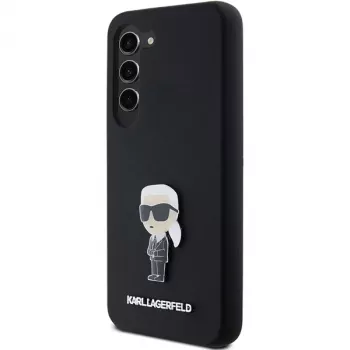 Karl Lagerfeld Ikonik Metal Pin Silicone Case für Samsung Galaxy S23 - Schwarz