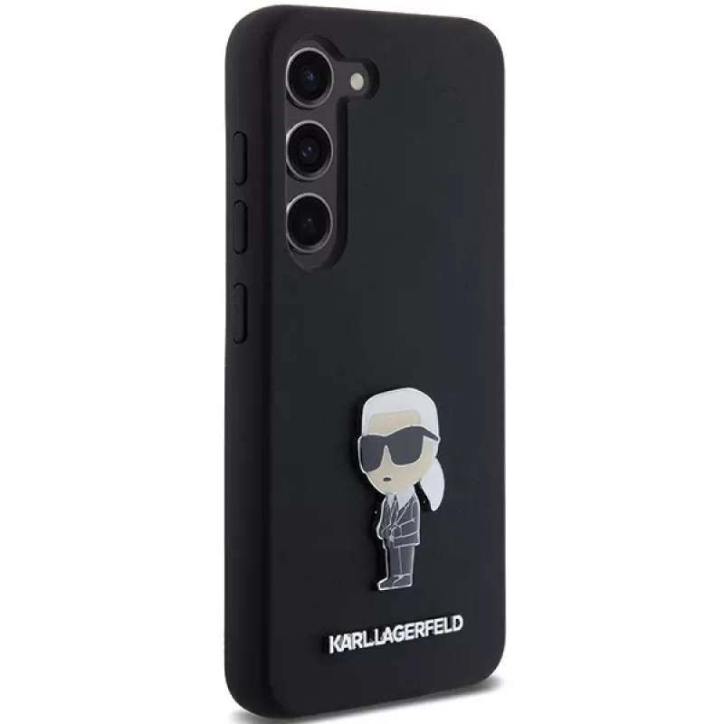 Karl Lagerfeld Ikonik Metal Pin Silicone Case für Samsung Galaxy S23 - Schwarz