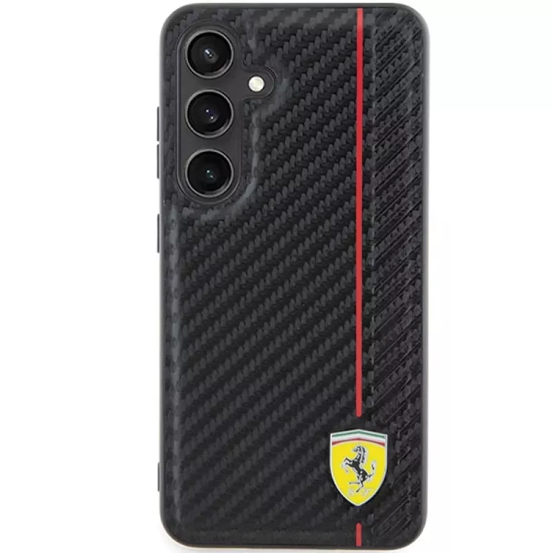 Ferrari FEHCS24SN3DUR S24 S921 Black Hardcase Carbon Printed Line für Samsung Galaxy S24