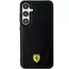 Ferrari FEHMS24MP3BAK Hot Stamp V Lines MagSafe Hard Case für Samsung Galaxy S24+ (Schwarz)